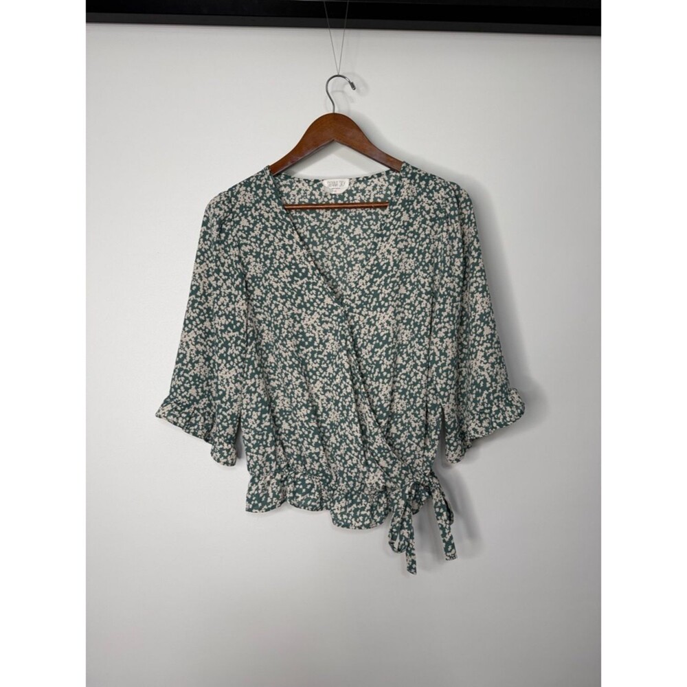 Sienna Sky Floral Wrap Blouse Size Medium